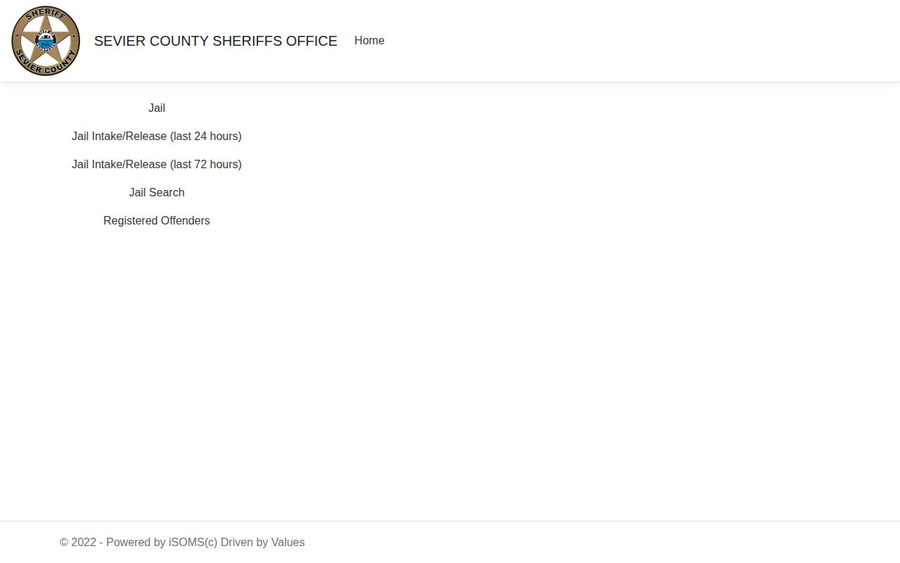 Sevier County recent arrest ISOMS navigation