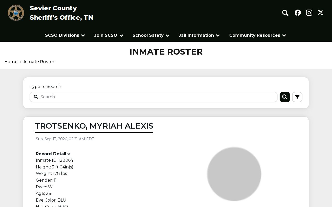 Sevier County current arrest roster search